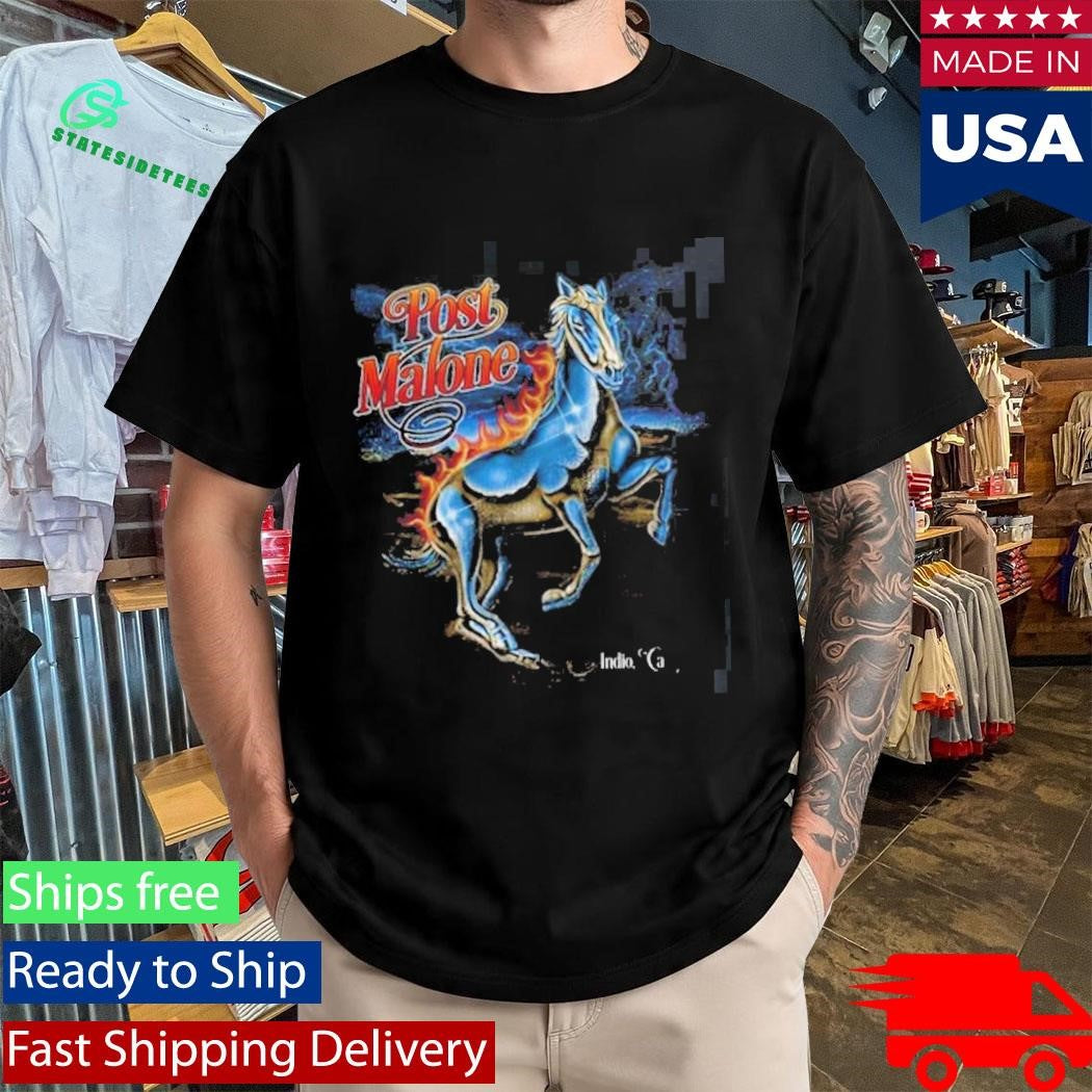 Post Malone Stagecoach 2026 Festival Indio California Merch On April 26 2026 The Lightning Horse T-Shirt