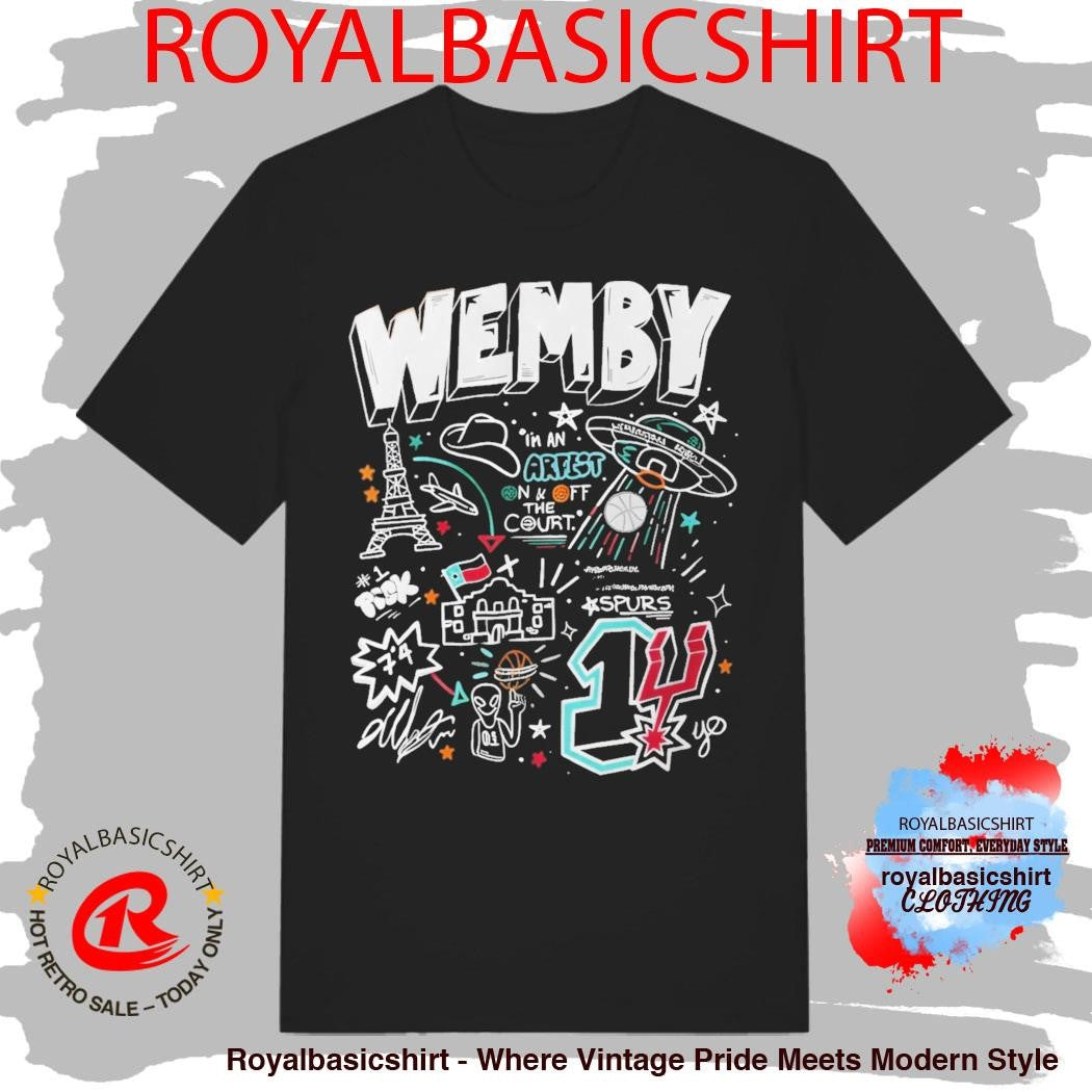 San Antonio Spurs NBA Spurs Victor Wembanyama Wemby Doodle Art French Alien Basketball T-shirt