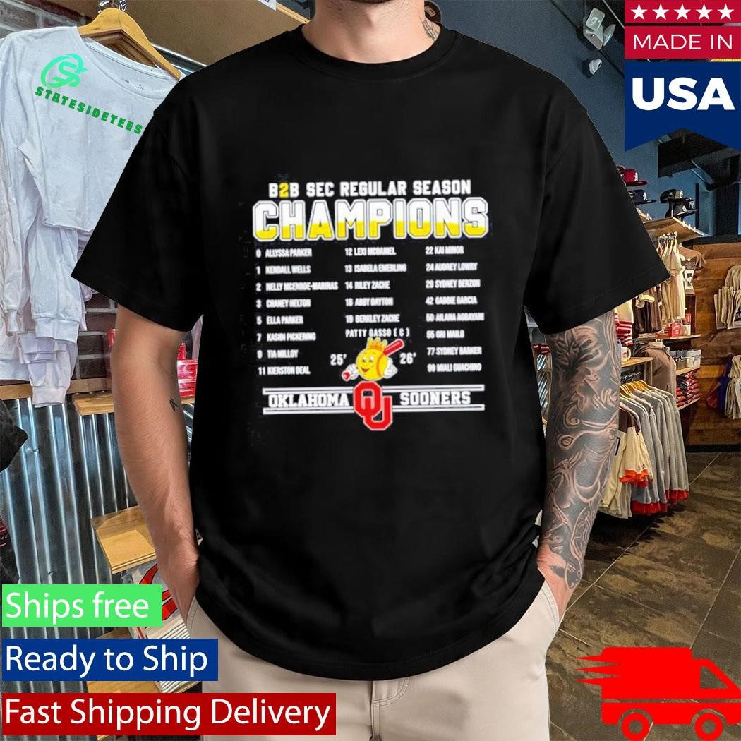 Sooners Softball B2b Sec Regular Season Champions Player Names Shirt