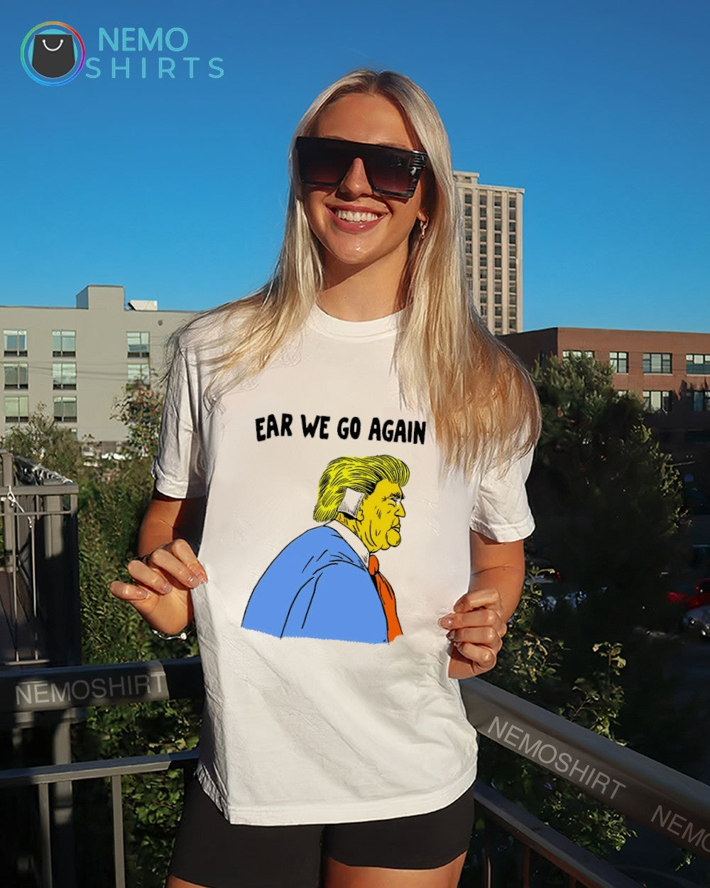Trump ear we go again shirt