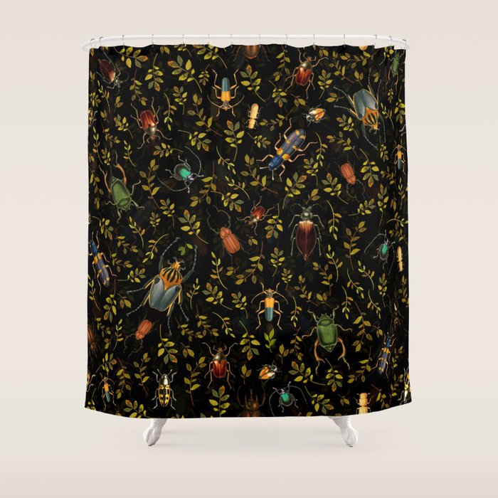 Vintage Mystic Night Beetle And Bugs Dance Shower Curtain Gallery Image 1