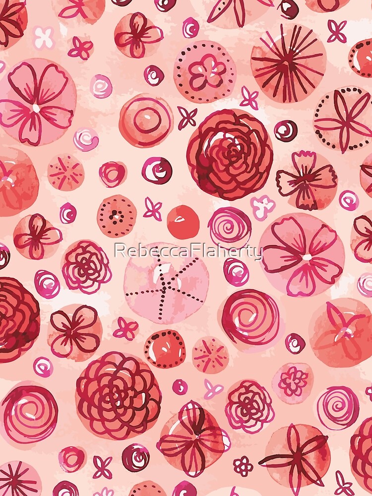 Flowers in Circles | Coral by RebeccaFlaherty