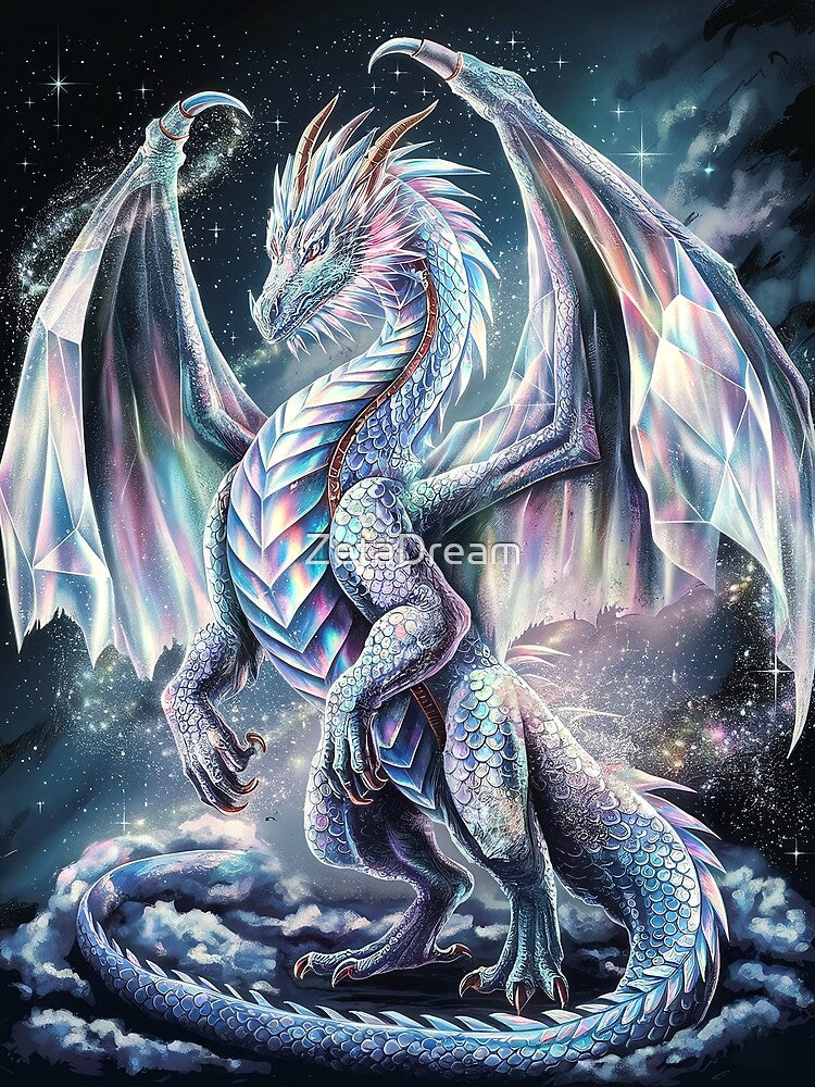 Iridescent Cosmic Dragon in Starry Galaxy by ZetaDream