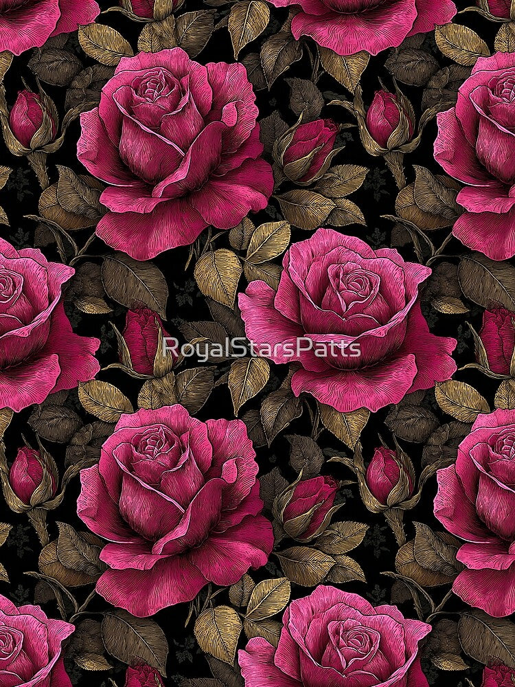 Flourishing Rose Print - Botanical Garden Pattern - Valentine Gifts For Her by RoyalStarsPatts