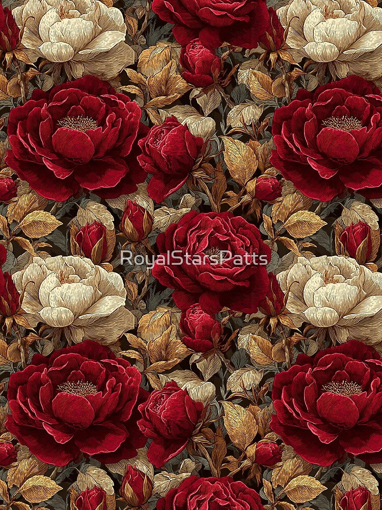 Unique Rose Print - Retro Flower Floral - Gifts For Him by RoyalStarsPatts