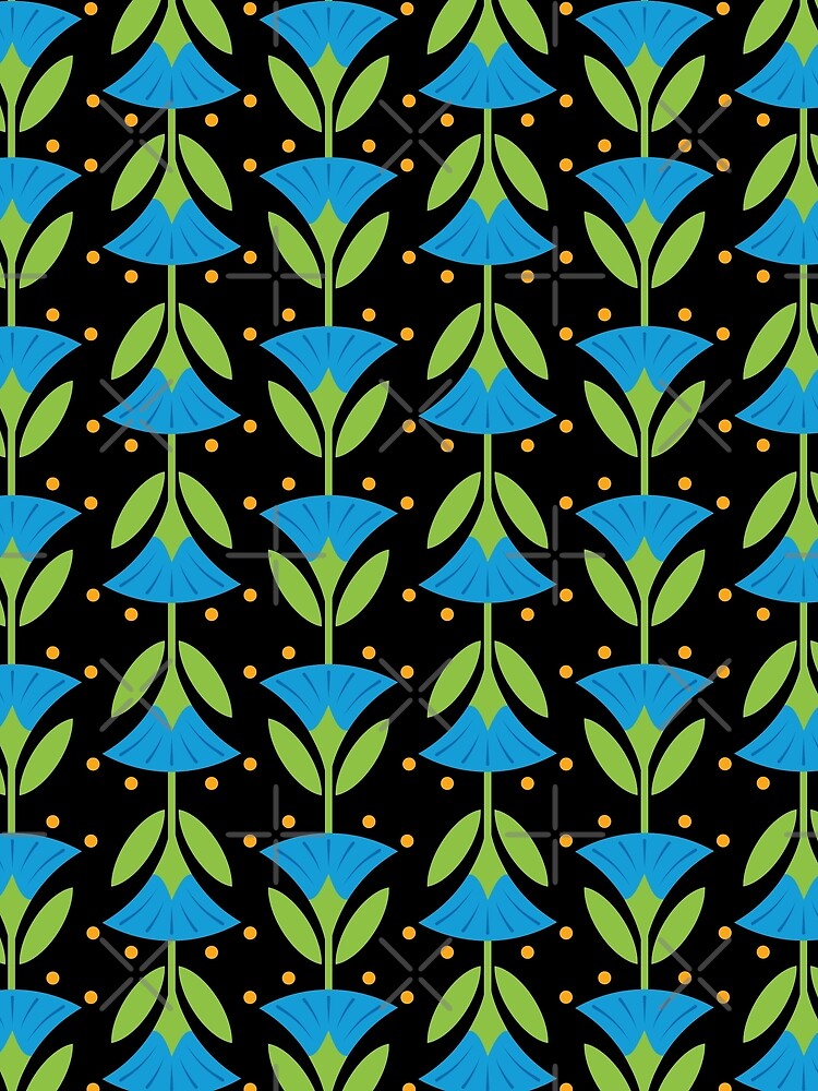 Retro Blue Trumpet Flower Pattern by kjeppson