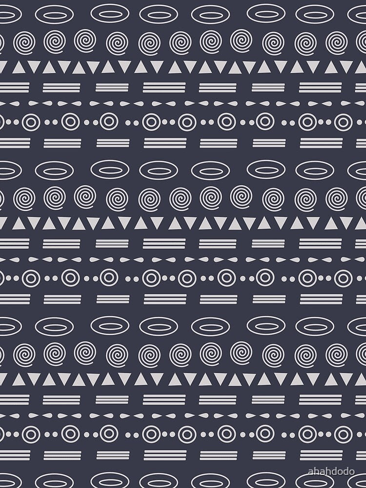 Tribal inspired boho geometric pattern - dark gray and white by ahahdodo