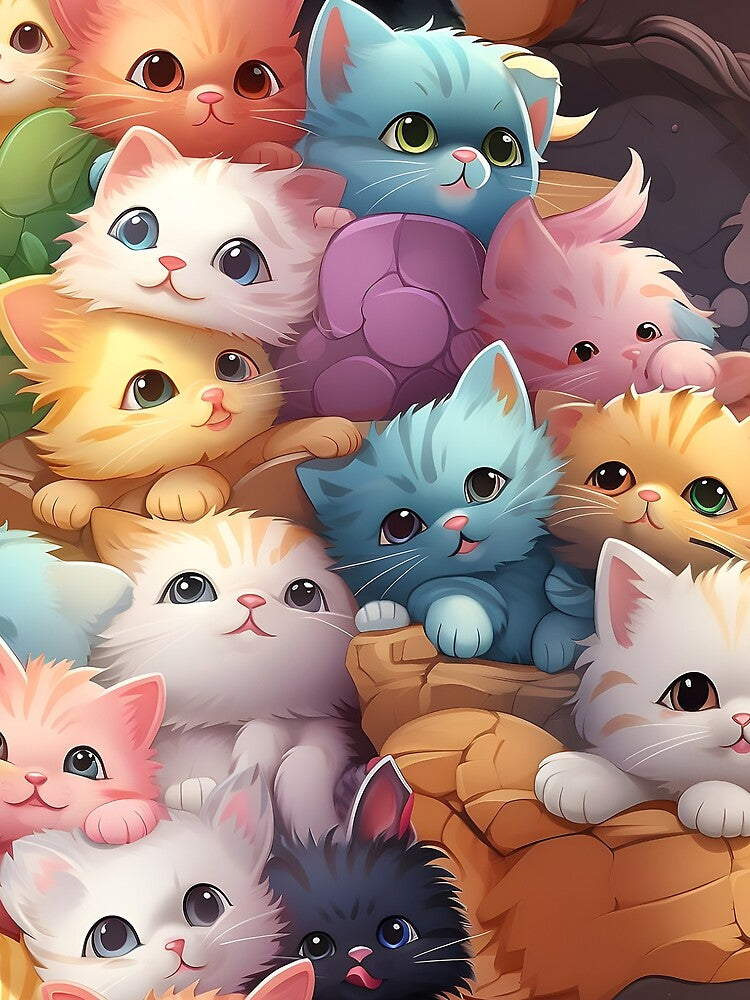 Kawaii Cute Cats Colorful Kittens by Urban Charms