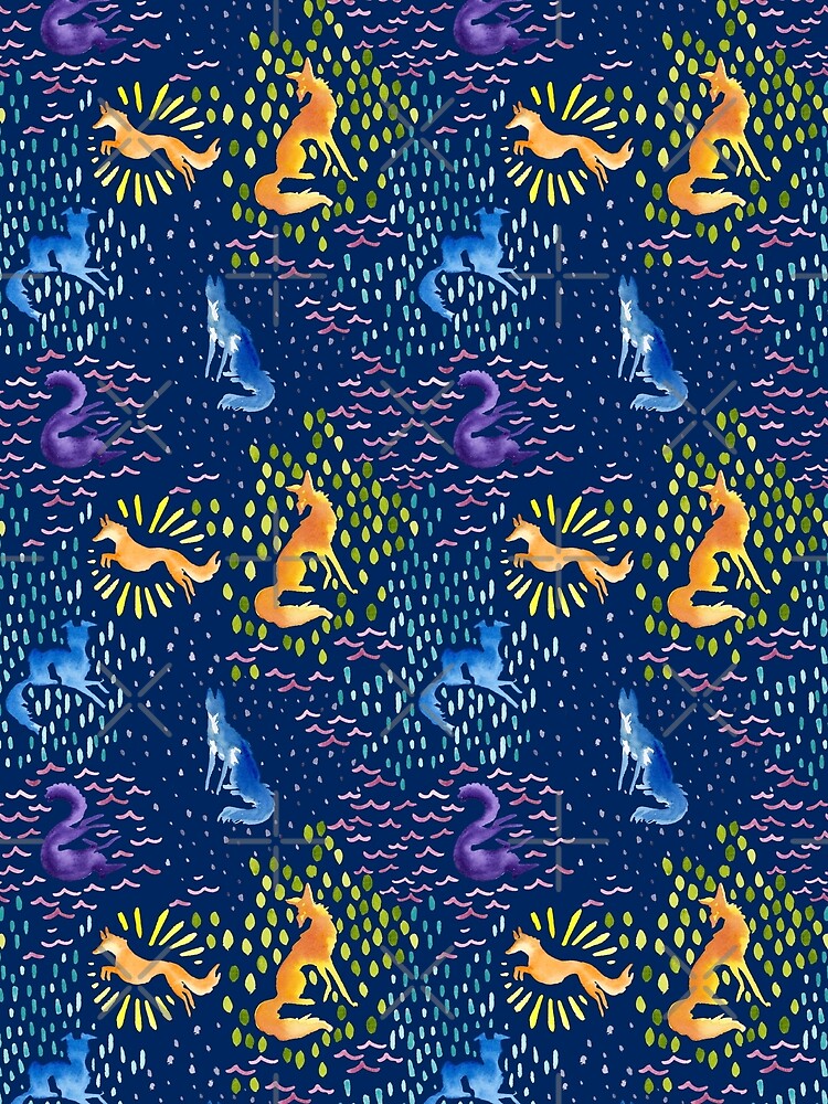 Silken Splashes on Navy by LauraGarabedian