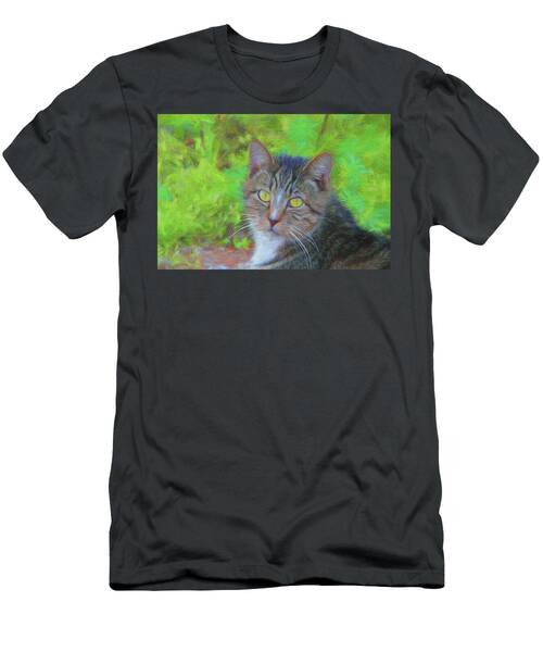 Portrait Of A Gray Tabby 132 - Painting T-Shirt