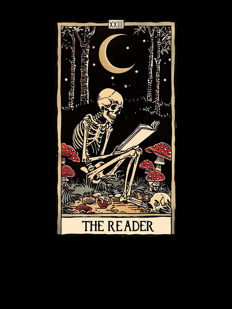 The Reader antique tarot cartomancy - skull and mushrooms with moon by Fantasy Cache