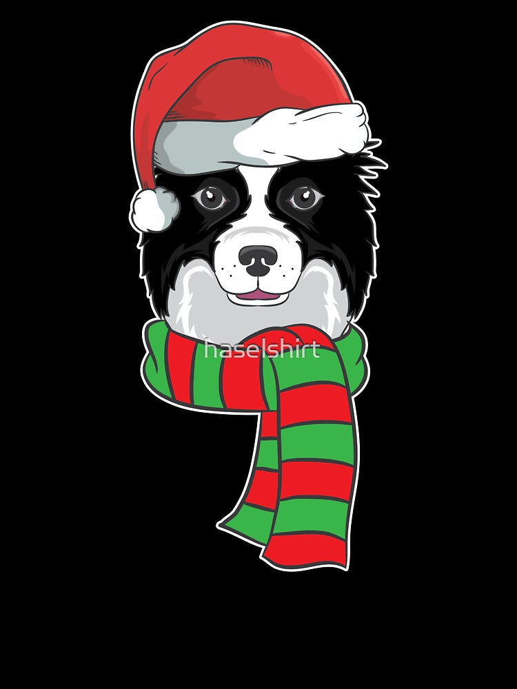 Funny Christmas Dog Xmas Santa Border Collie Holiday Gift by haselshirt