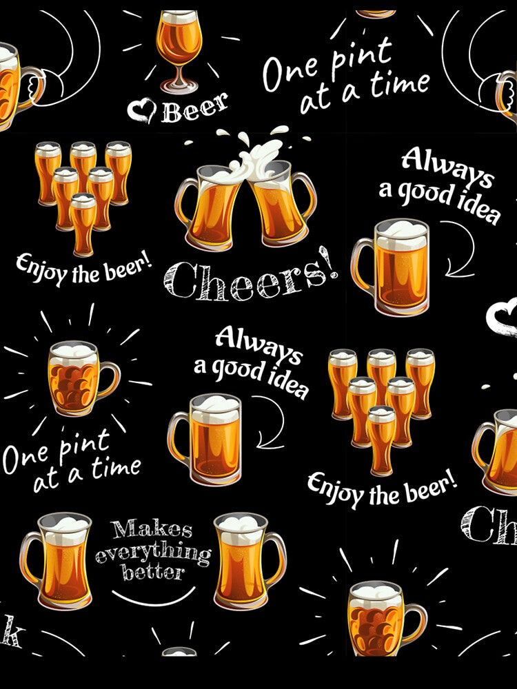 Mugs and glasses for toast with light beer on black by Huynhdesign