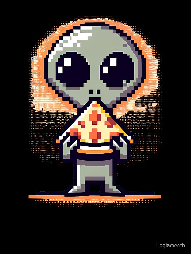 Cute Pixel Funny Alien Pizza Lover by Logiamerch