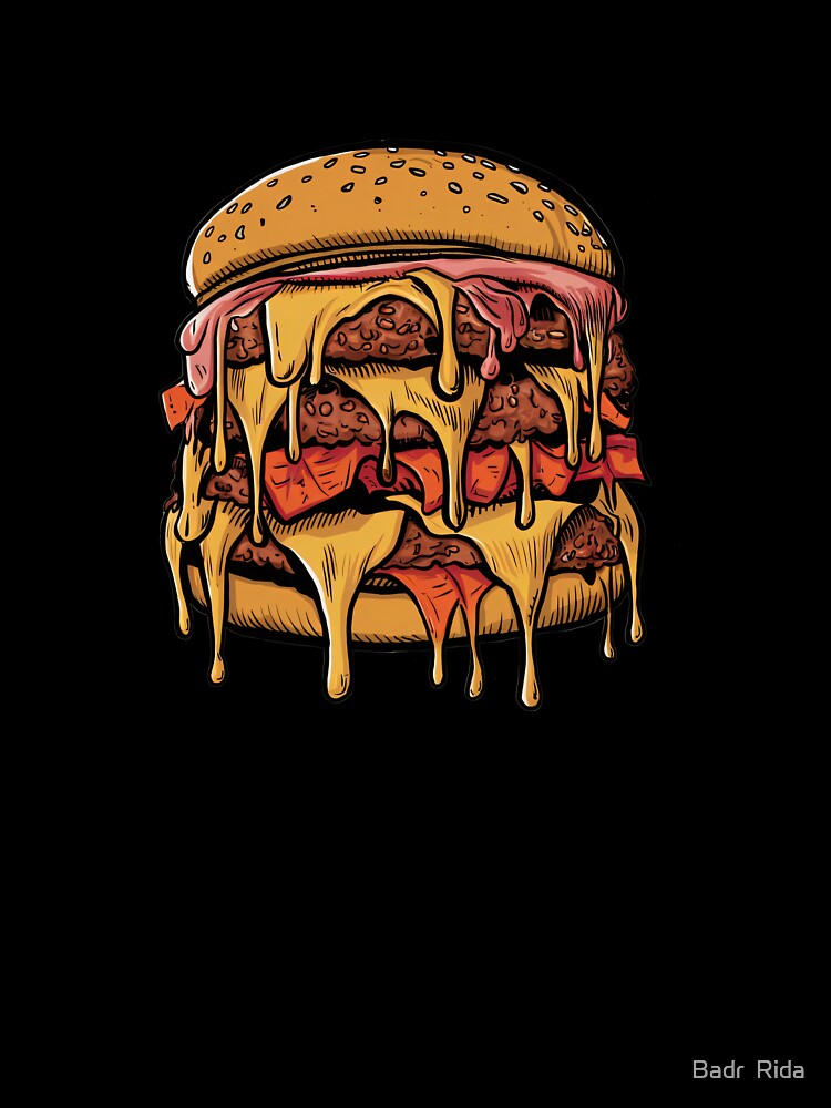 Giant Cheesy Burger Illustration - Delicious and Juicy by Badr Rida