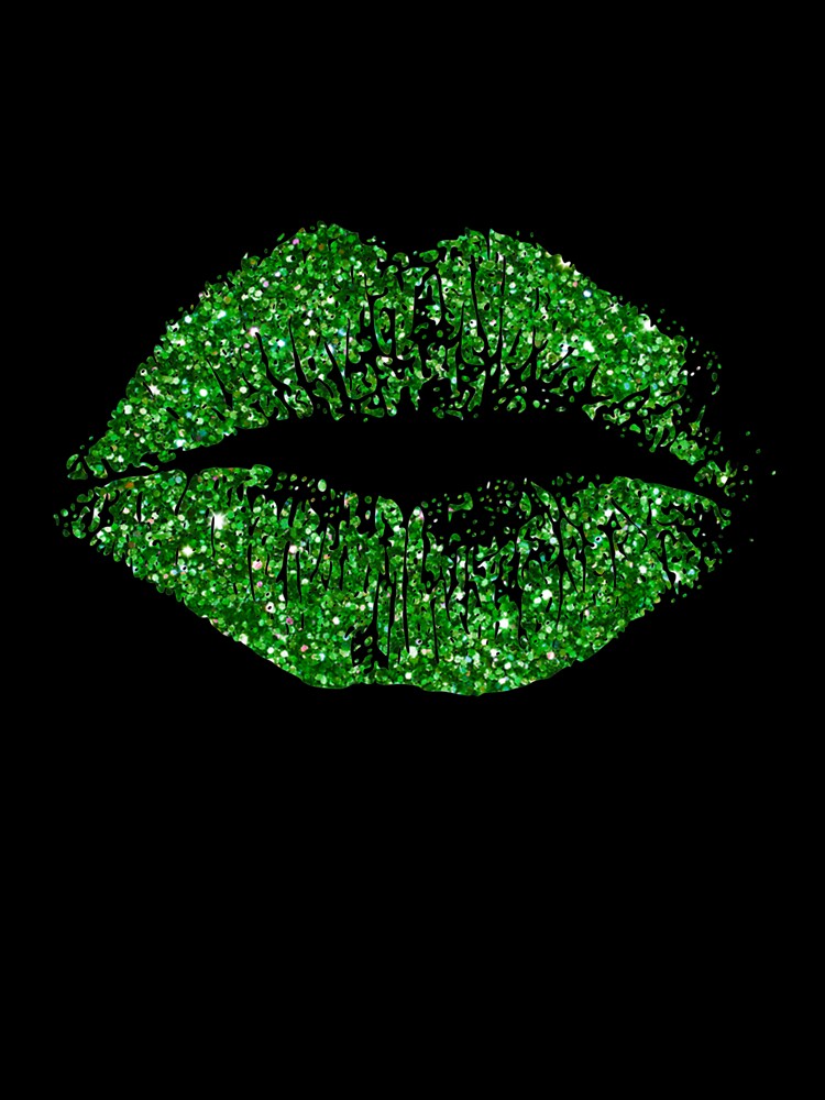 Stylish Green Glitter Lips by NirVenaArt
