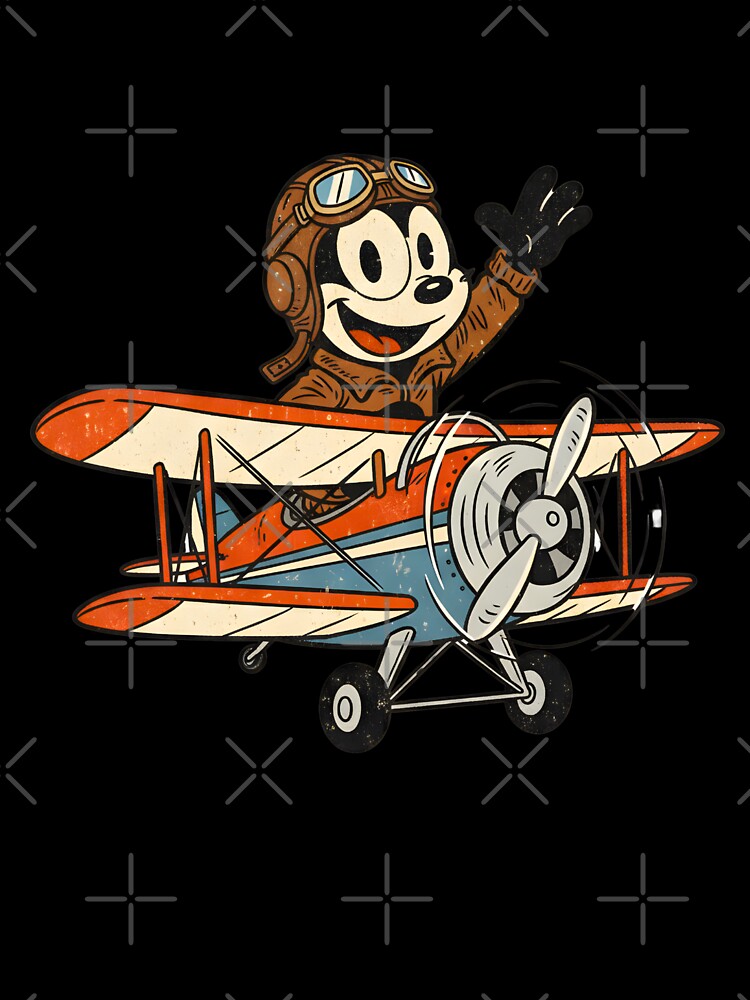 Felix the Cat Vintage Airplane Adventure – Retro Cartoon Tee by infinitearte