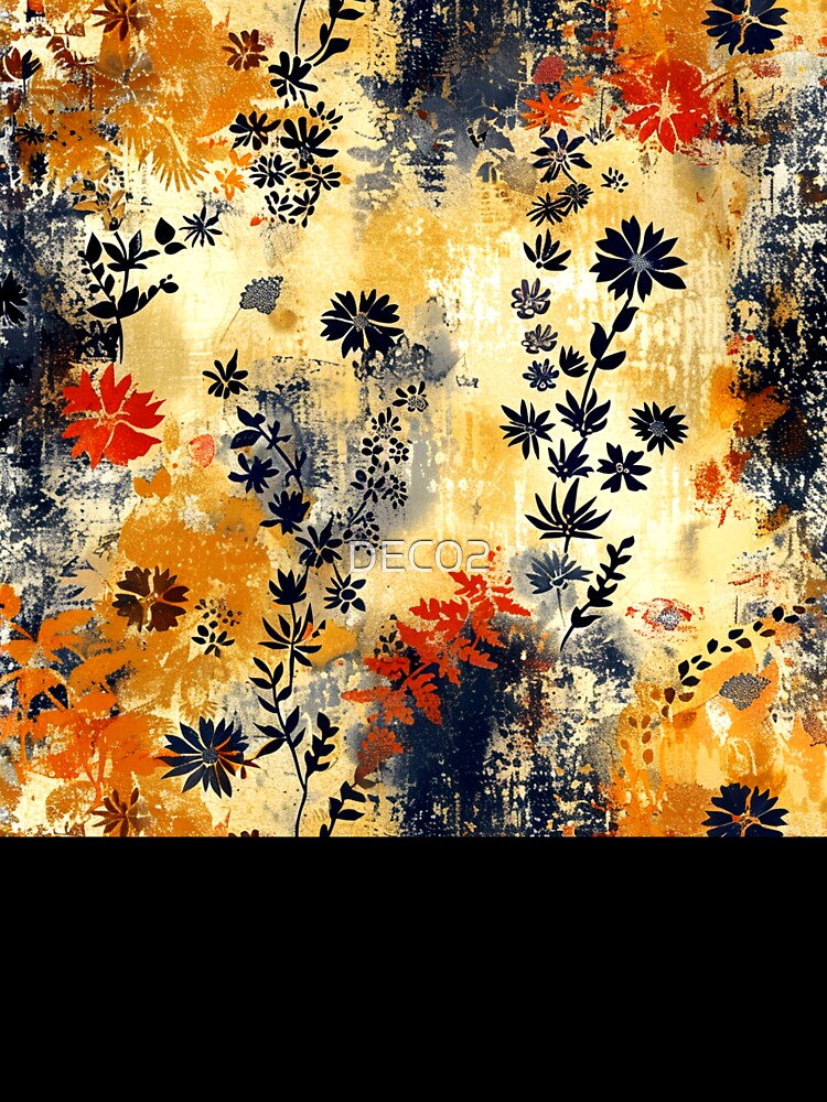 Boho Flowers Warm Earth Tones And Red Abstract by DEC02