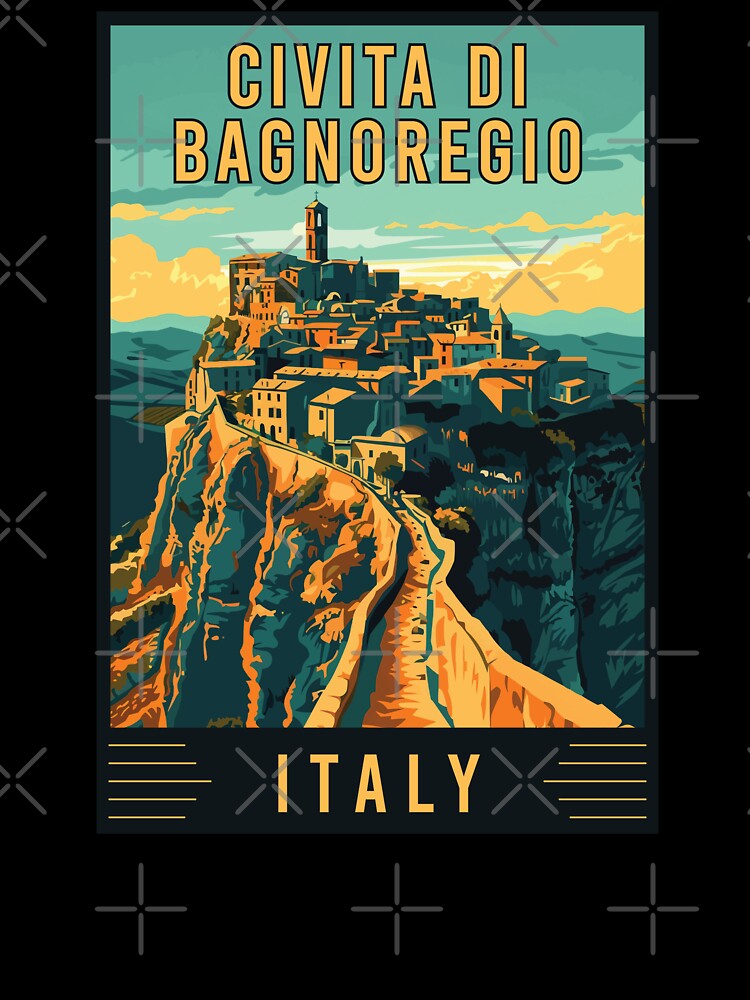 Experience the Enchantment of Civita di Bagnoregio, Italy Vintage Travel Art by turtlestart