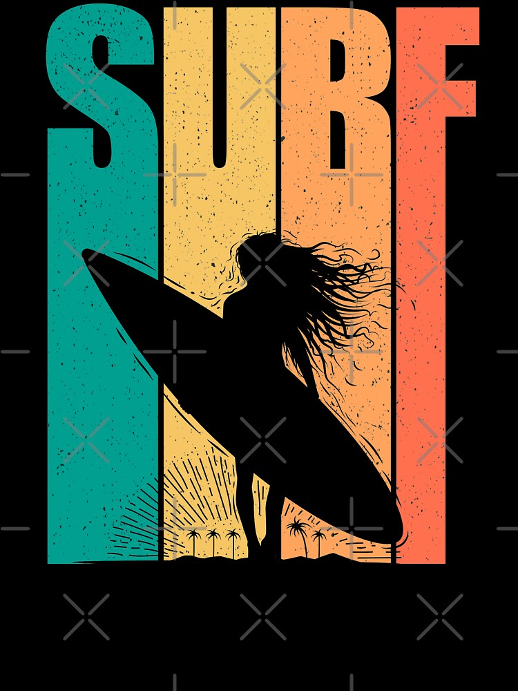 Retro Surfing Design Women Surf by Vasyl Chernovol