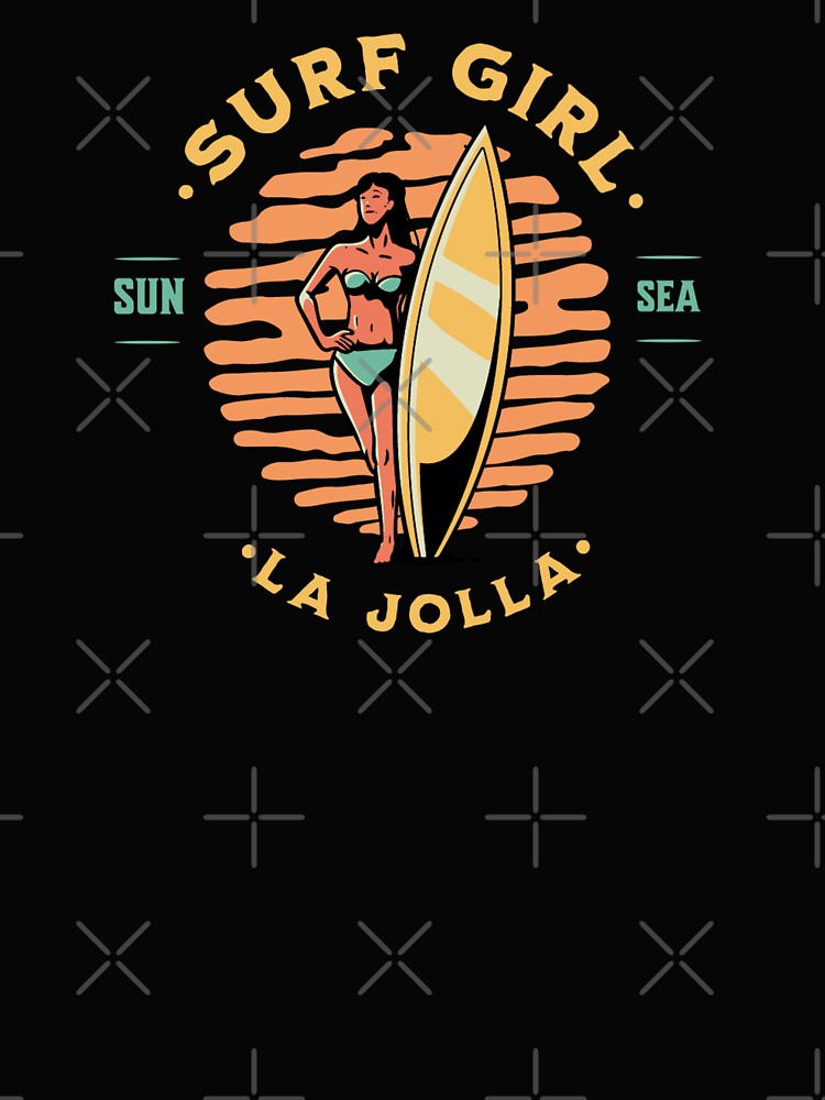 Surfer Girl Surfing La Jolla California by CattlettArt