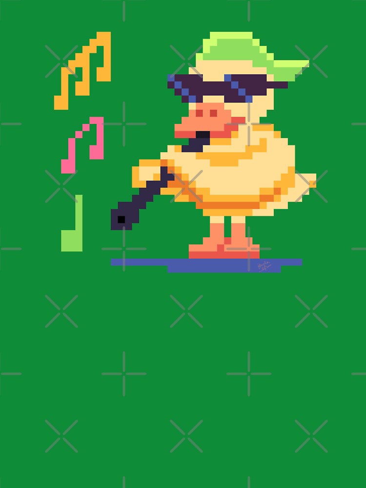 Retro Duck Playing Music Pixel Art by Hoda Hefzy