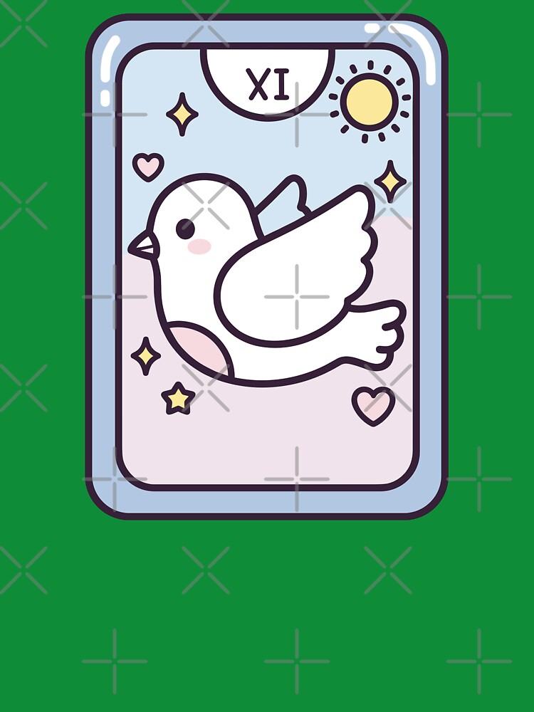 Kawaii Pigeon Tarot Card Pastel Bird Illustration by BRU Design