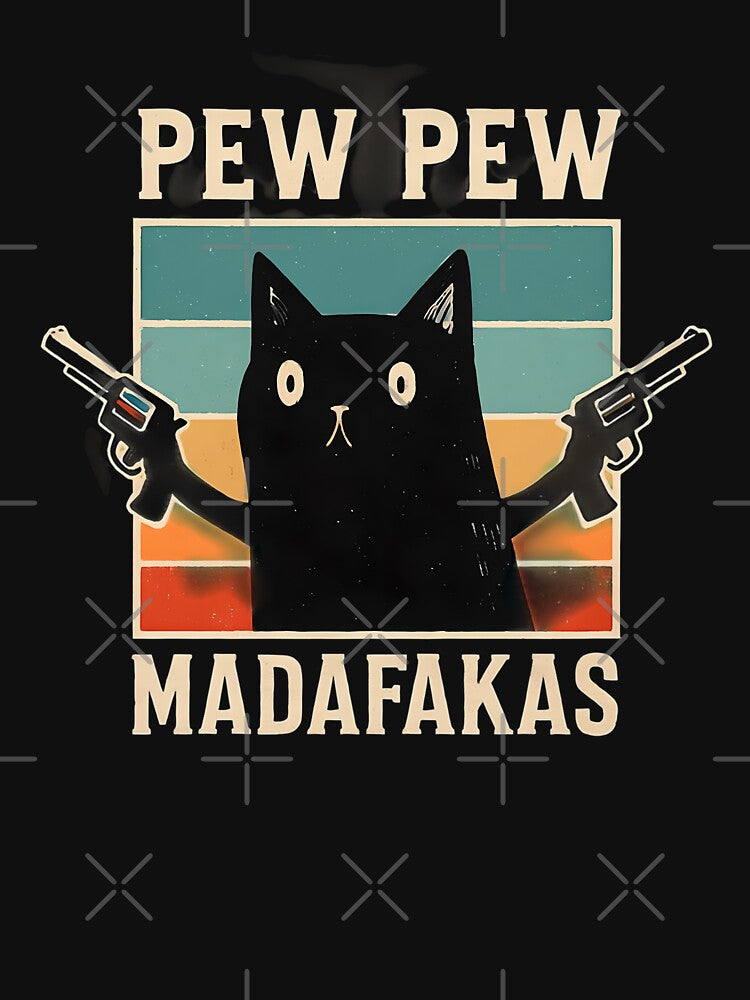Vintage black cats with revolvers pew pew by Mate0 designer