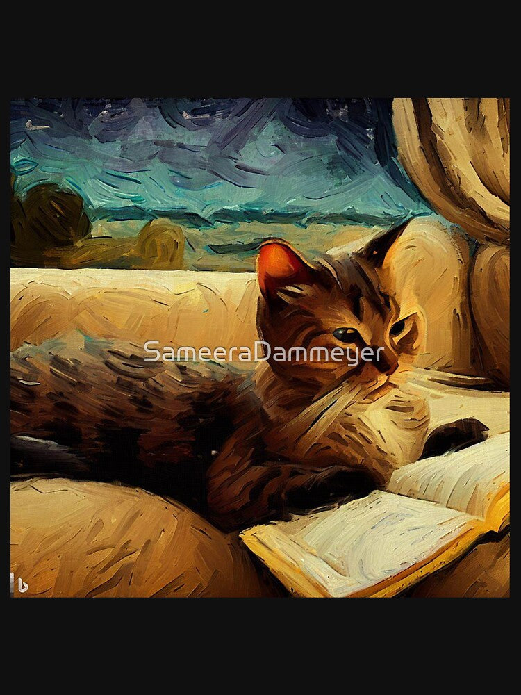 Cat reading books - Cat lover by SameeraDammeyer