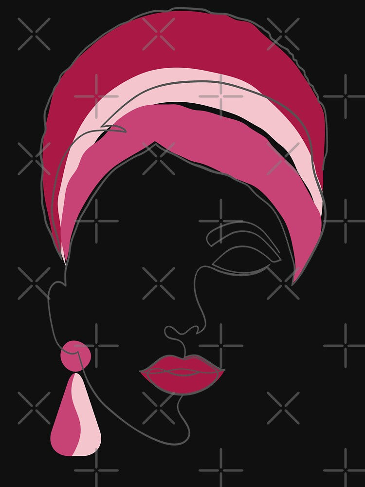 Minimalist Line Art Woman Red Pink by Designs24U