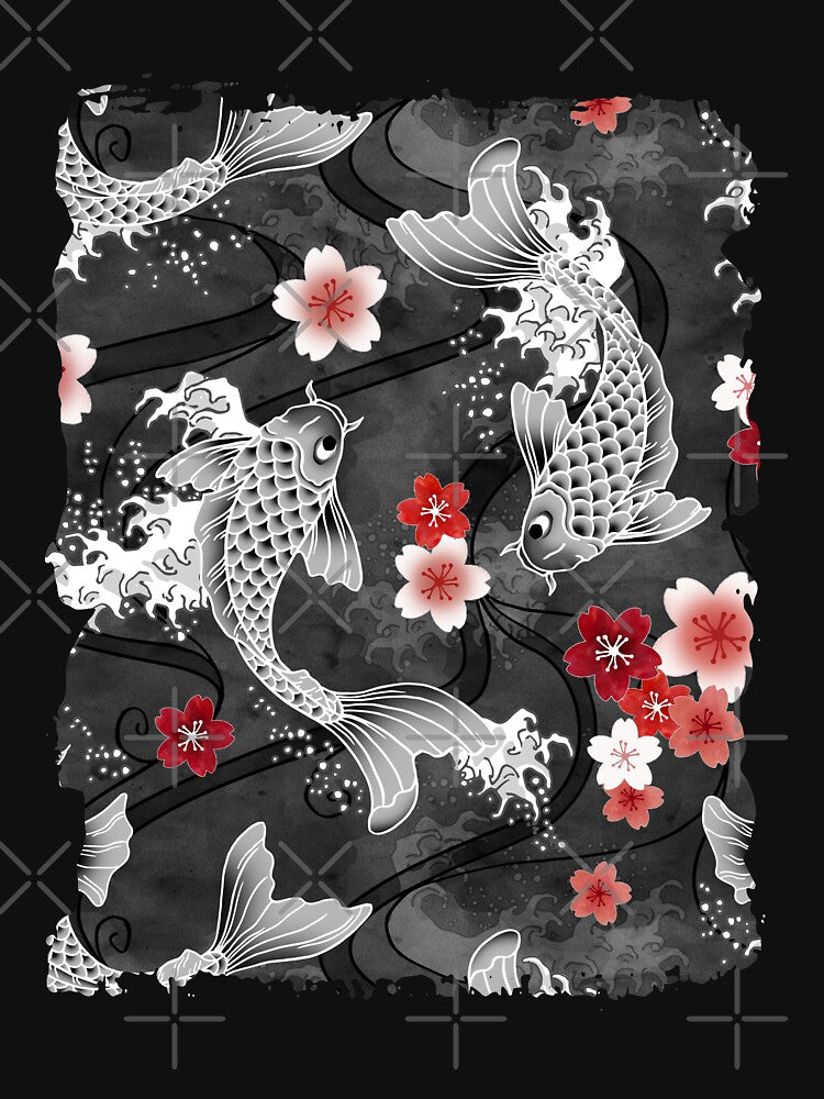 Koi sakura blossom in black by adenaJ