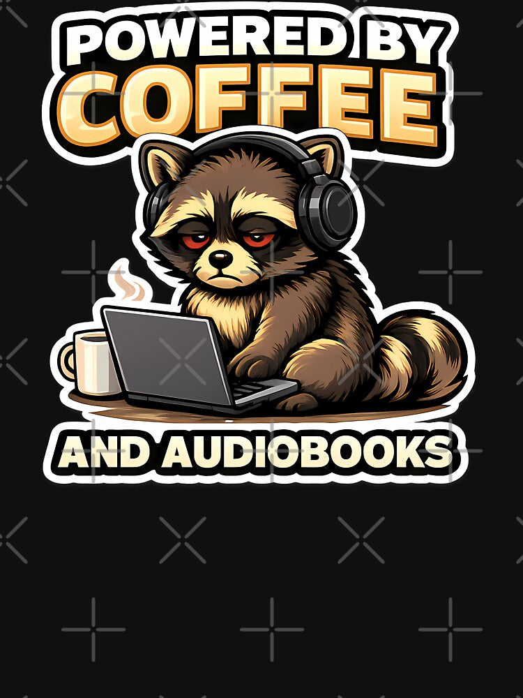 POWERED BY COFFEE AND AUDIOBOOKS by clockedoutwearshop
