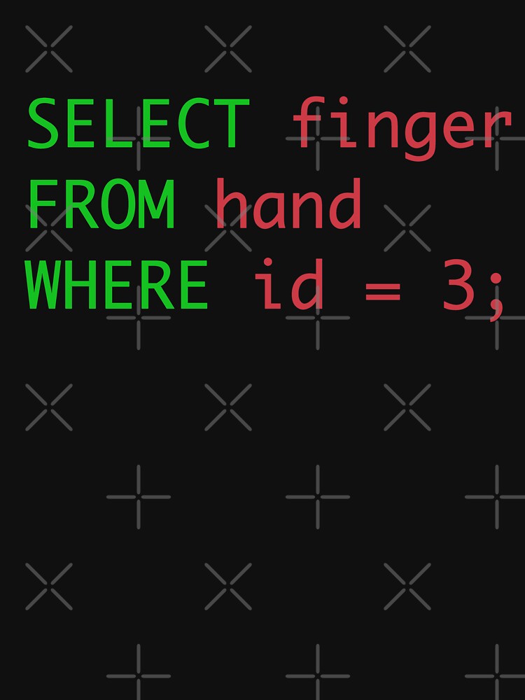 SQL query humor select finger from hand where id = 3 by kikooart27