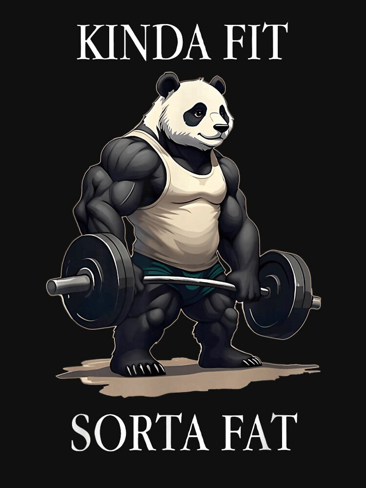 Kinda Fit Sorta Fat Buff Bodybuilder Panda Weightlifting Gym Humor by NgumohaLanke