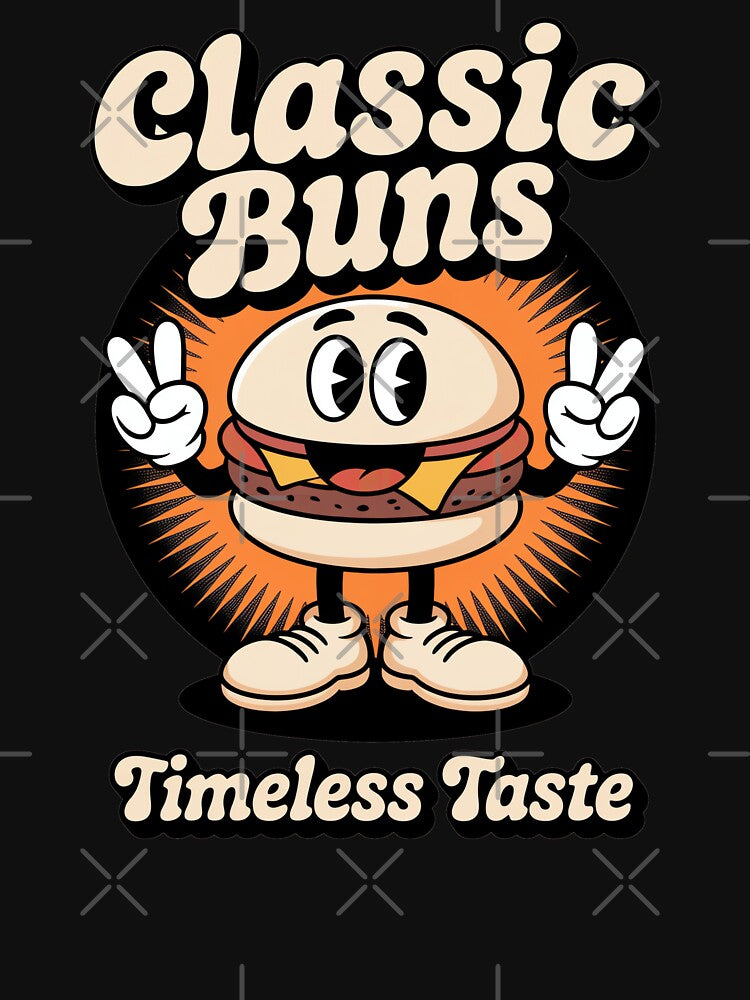 Classic Buns Burger Retro Cartoon by MooonTees