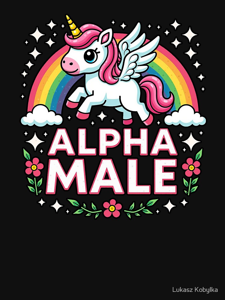 Alpha Male Unicorn Funny Rainbow Pegasus by Lukasz Kobylka