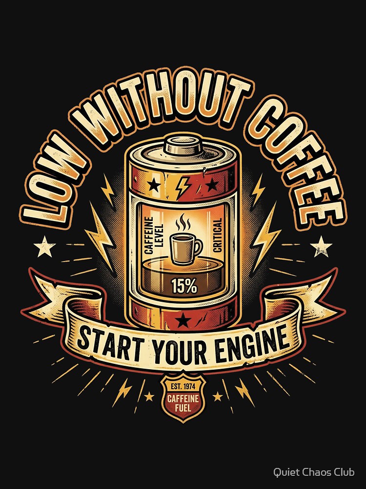 Low Without Coffee Caffeine Fuel Design by Quiet Chaos Club