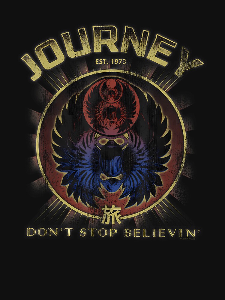 Journey Gold Don'T Stop Believin' Scarab Logo Vintage Band by RonnyMilleoArt