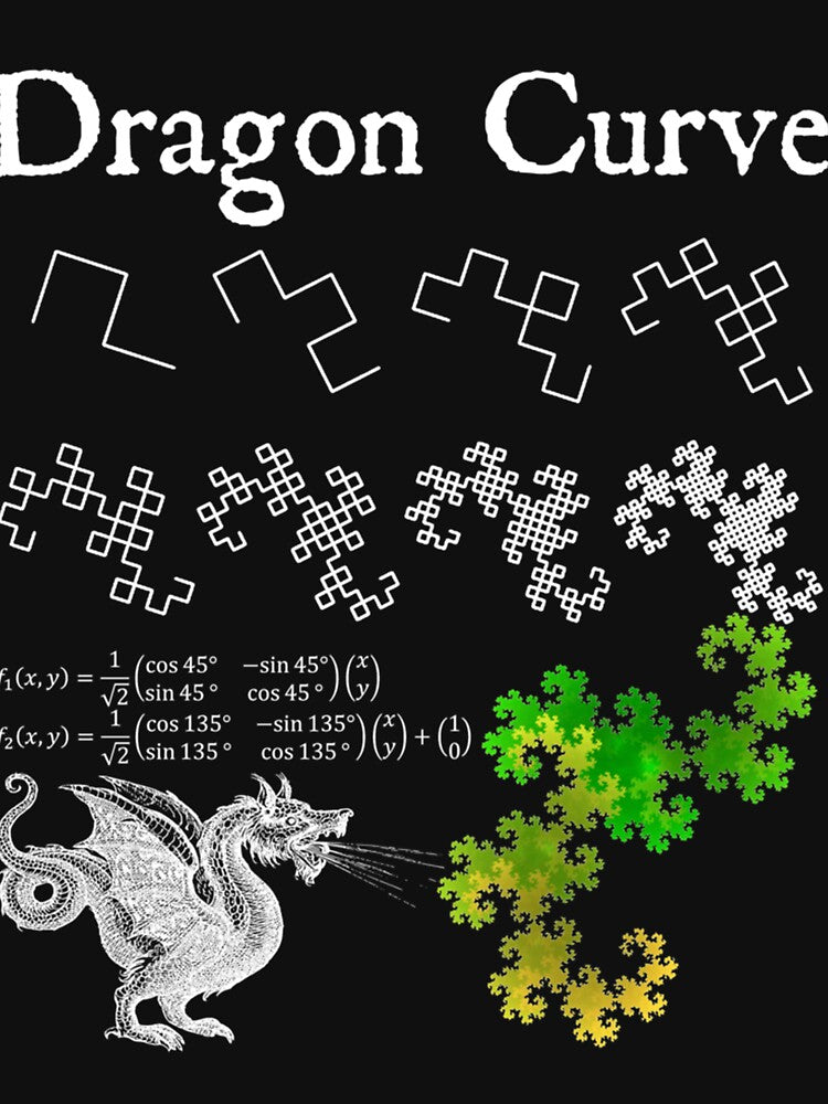 Nerdy Dragon Curve Fractal Chaos Physique Professeur de Mathématiques Geek de Mathématiques . by looimvkirk7z
