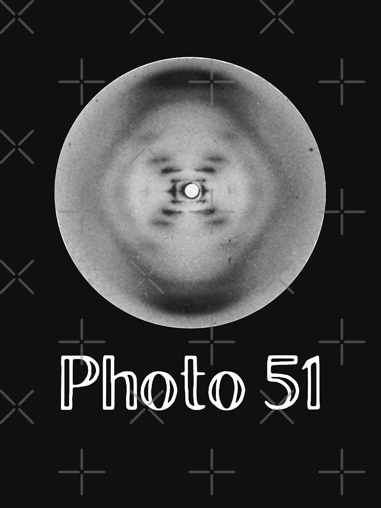 Photo 51 X-ray diffraction of DNA by Rosalind Franklin, Raymond Gosling Nature Women in STEM science black by labstud