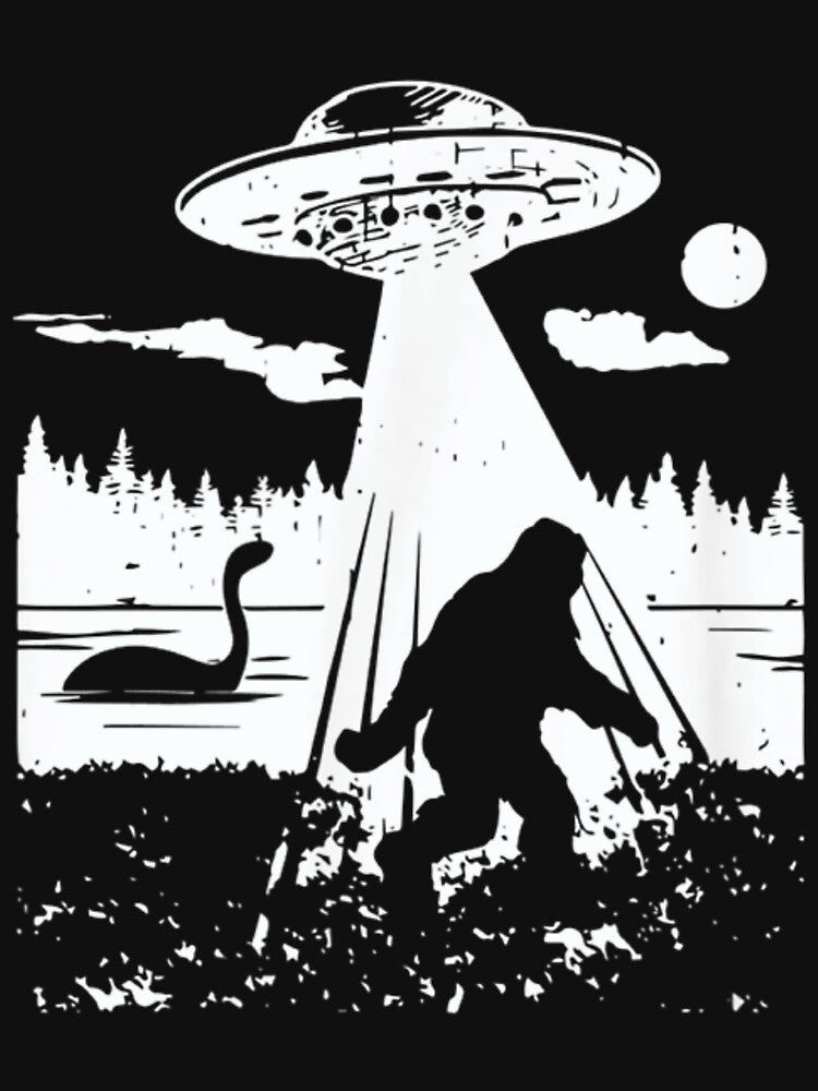 Bigfoot UFO Abduction Funny Sasquatch Aliens Cryptozoology by peachlovey