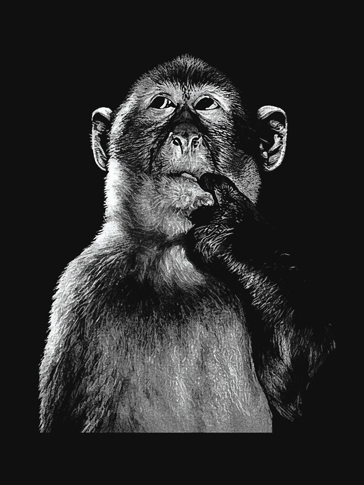 Thinking Monkey, Meme Art, Funny Animal Design by SassCity