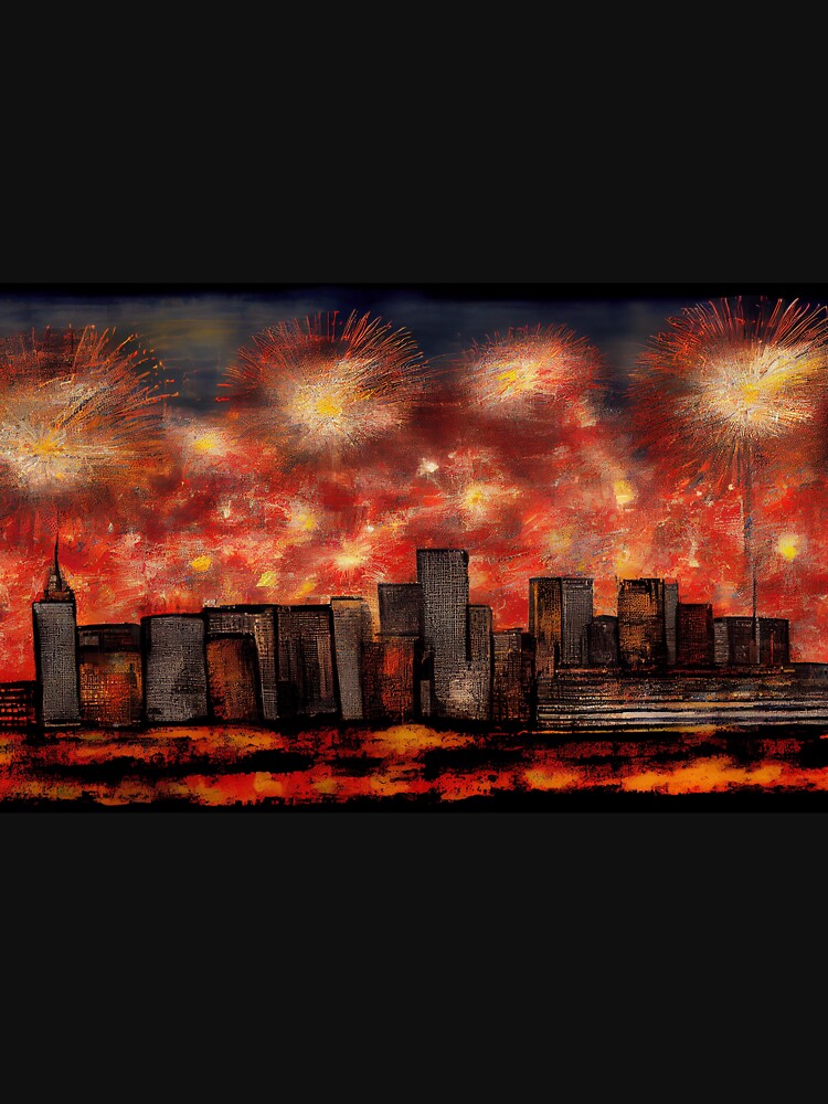 City skyline and firework by LonelyKraken