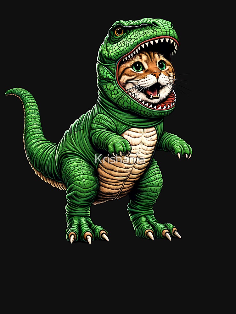 Cat Wearing Dinosaur Outfit Funny Kitten Lover by Kimberley King Art King Art