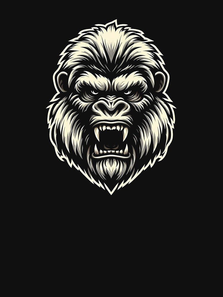 Roaring White Gorilla Head Art by beast-net