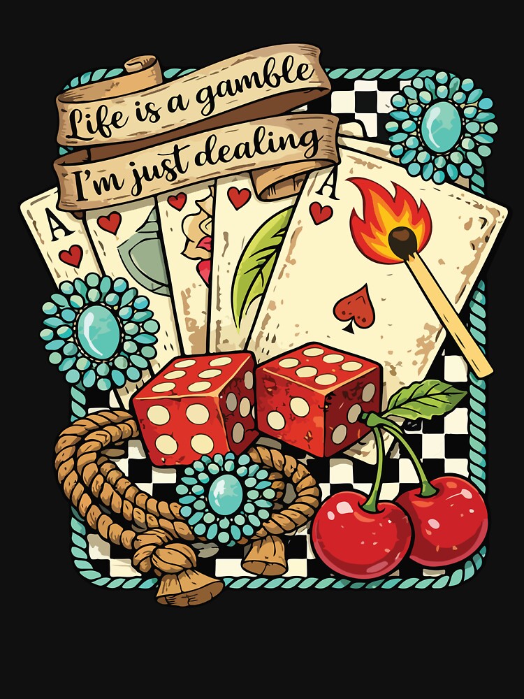 Life Is A Gamble I’m Just Dealing Retro Western Cowgirl Casino Turquoise Aesthetic by kiralynstration