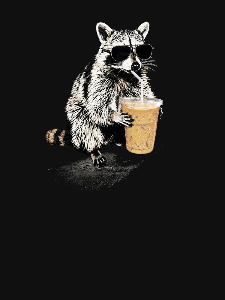 Raccoon Drinking Iced Coffee Funny Animal Meme Coffee Lover Raccoon Shirt Comfort Colors, Unisex Graphic by TschandriaArt