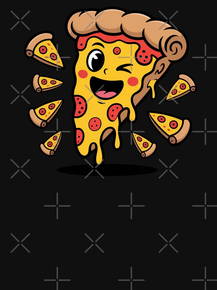 Winking Pizza Slice Party – Cute Flying Pepperoni Cartoon by DailySparks