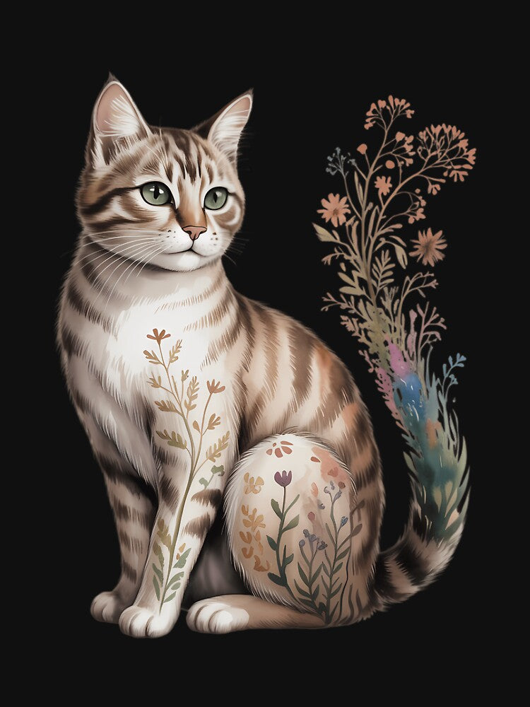 Cat Mom Floral Cat Purr Animal Lover by TrinaEspinoza