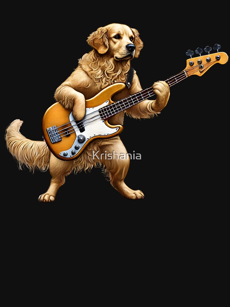 Golden Retriever Playing Bass Guitar Player Dog Lover by Kimberley King Art King Art